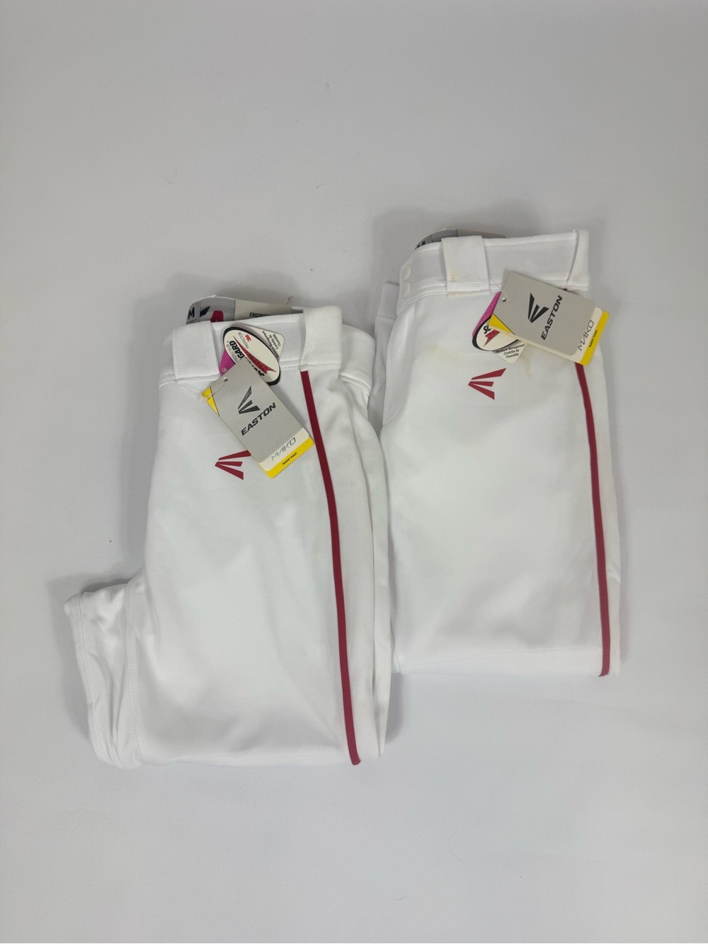 Easton White Mako Pant White Red Piping Size Medium 30”-31”